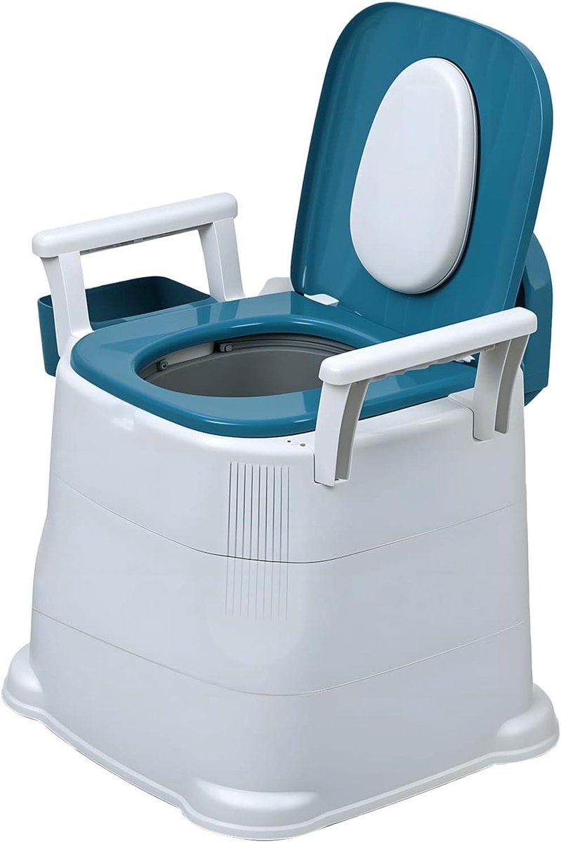 Draagbaar Toilet - Commode Stoel - Thuiszorg Assistentie - Afneembare Armleuningen - 150kg Capaciteit - Wit