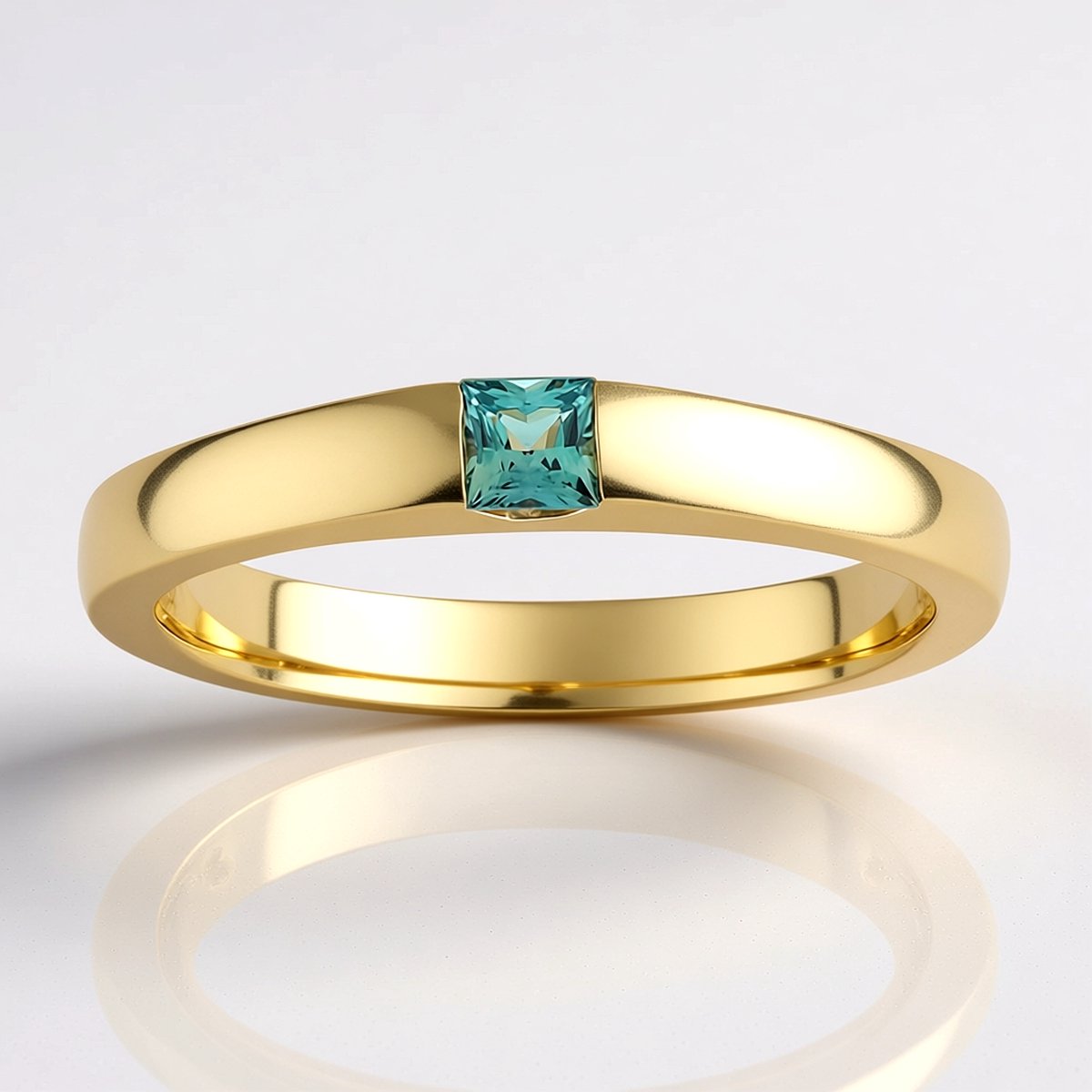 Cavill - Exclusieve 9K Geelgouden Ring met 0,119 ct Indiase Alexandriet Prinsessenslijp - Luxe Edelstenen Ring - Gele Gouden Ring Dames