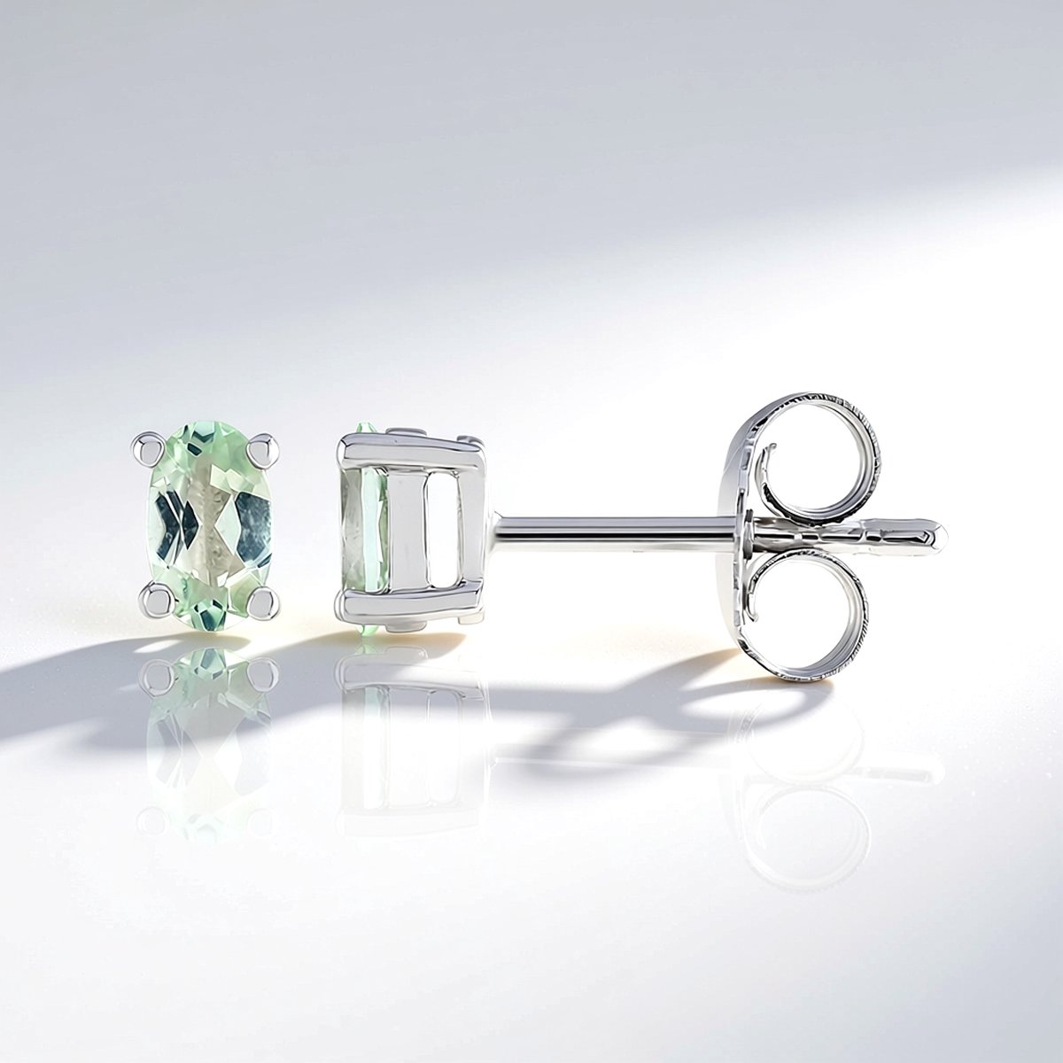 Cavill - Zilveren Oorbellen - 925 Sterling Zilver Gerhodineerd - 2 Ovale Amblygoniet Edelstenen 0 36 ct - Modern Elegant Minimalistisch Design