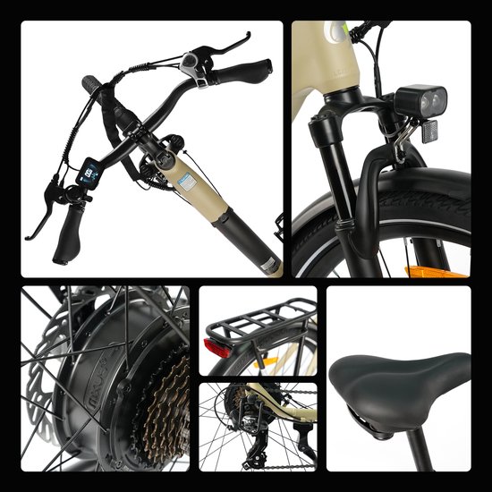 TTGO C3 SE Elektrische Fiets - 250W Motor - 36V18Ah Accu - Max Snelheid 25km/u - 28 Inch Banden - Max Bereik 80-120km - Shimano 7 Versnellingen - Woestijngeel van TTGO — afbeelding 3