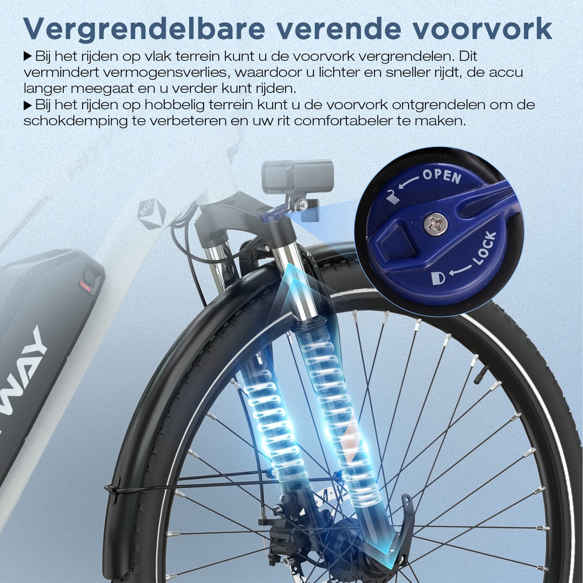 Hitway Elektrische Fiets BK27S - 28 Inch City Commuter EBike met Afneembare 36V 13Ah Lithium Batterij - Damesfiets - E-Bike met 250W Motor - 7 Versnellingen – foto 6