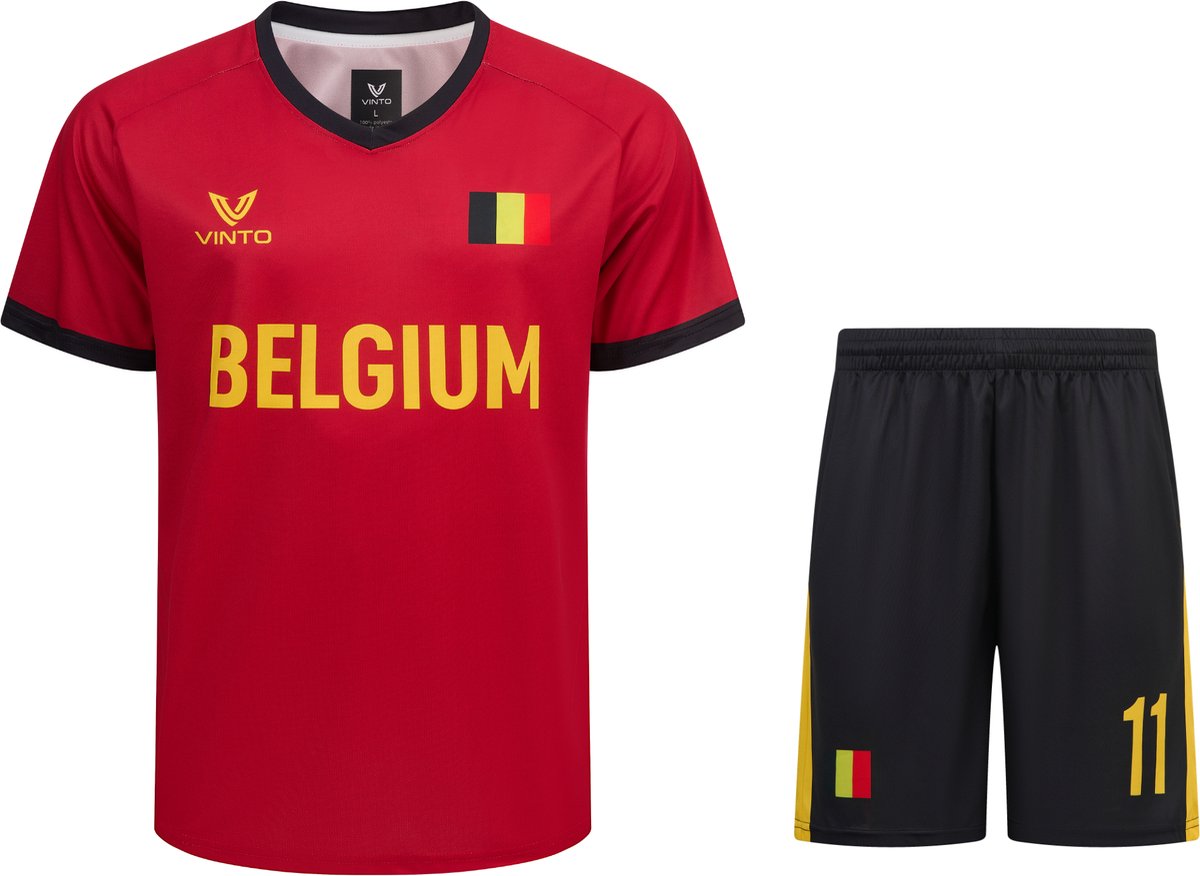 Vinto België Shirt en Broek voor Heren - Voetbal Tenue - Voetbalshirt Belgium - WK 2026 - België - Maat 2XL