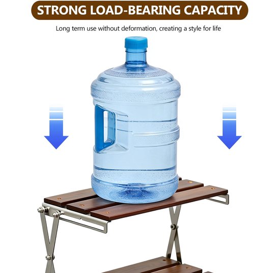 RosaBloom 3-Laags Campingkast - Opklapbare Campingtafel van Bamboe - Compact Opvouwbaar Camping Rek - 33x17.5x33 cm — afbeelding 3