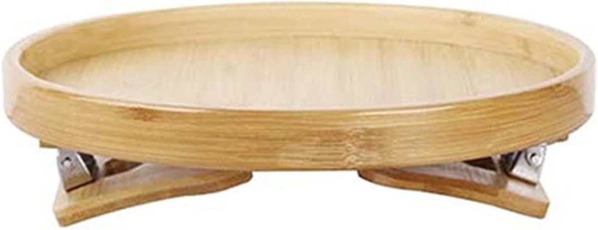 Bijzettafel bank - Armsteun tafel - Gemakkelijk opbergen - Klem-ontwerp - 25 cm diameter - Houtkleur