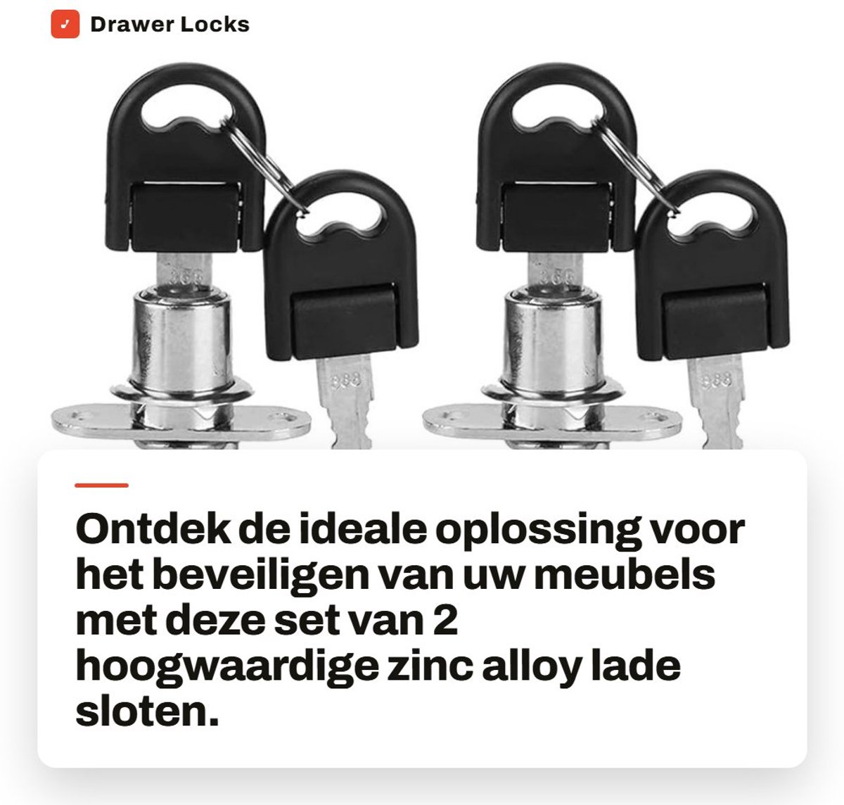 Dailygoods- Lade Slot - Zinklegering - 2 Stuks - Inclusief 4 Sleutels - Diameter 16/19 mm - Geschikt voor Meubels - Hoogwaardige Kwaliteit - Kastslot