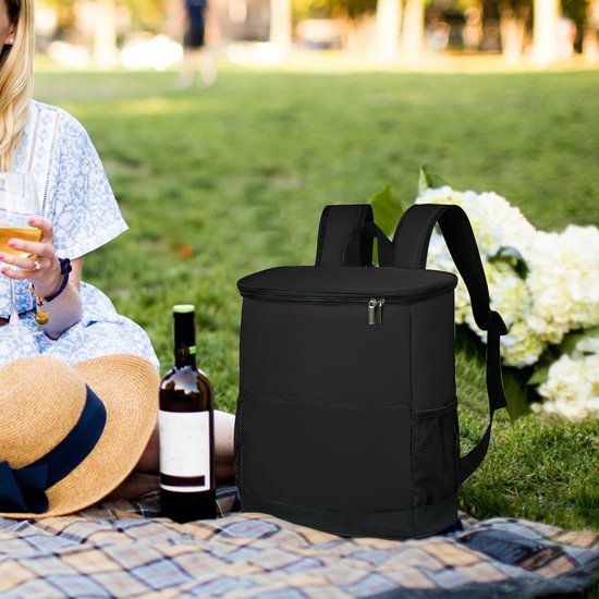 Geïsoleerde koelrugzak - Lunchtas Ijskist - Eten Bewaren - Lekvrij Ontwerp - Meer dan 16 blikjes - Zwart — afbeelding 2