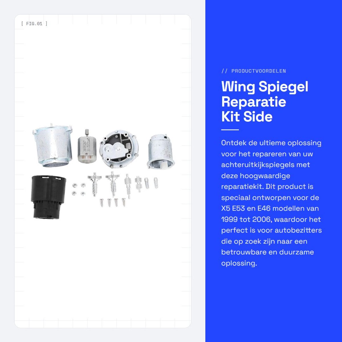 Dailygoods- Spiegel Reparatie Kit - Professionele Set - Hoogwaardige Kwaliteit - Betrouwbare Prestaties - Geschikt voor X5 E53/E46 - Volledige Kit - Buitenspiegel