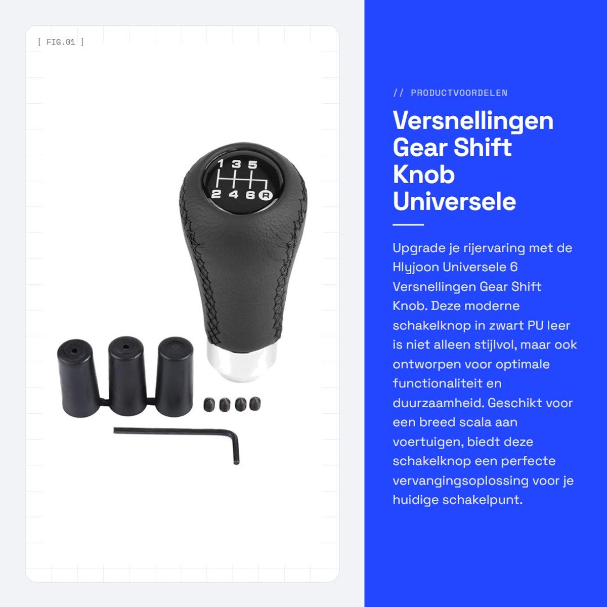 Dailygoods- Versnellingspook Hoes Universeel - Pookknop - Versnellingspook Knop - PU Leer - 3 Slangen - Geschikt voor Meerdere Auto's - Versnellingsknop