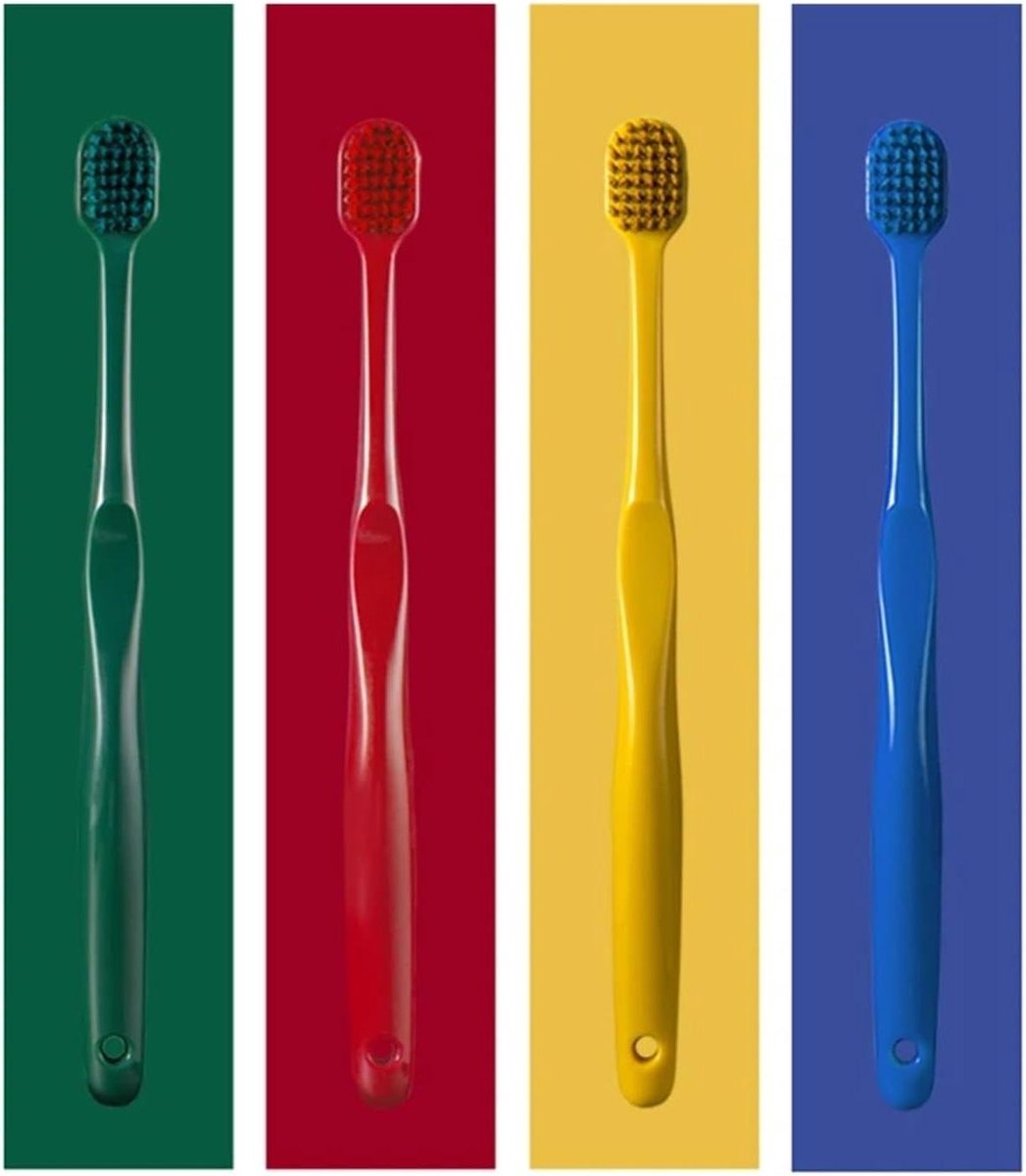 Handtandenborstel Vier Kleuren - Tandenborstel Set - Mondhygiëne Verbeteren - Fijne en Diepe Reiniging - 4 stuks - Multi-kleur