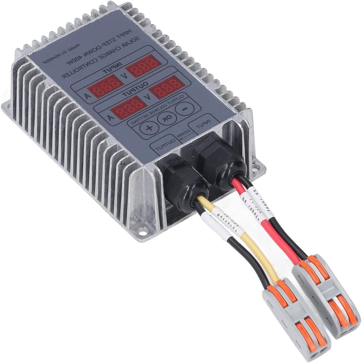 Haofy Solar-laadregelaar MPPT 10-30V Instelbare Uitgang voor Meerdere Batterijen met Realtime Tracking en LED-display voor Campers, Off-grid, Buitengebruik (400W)