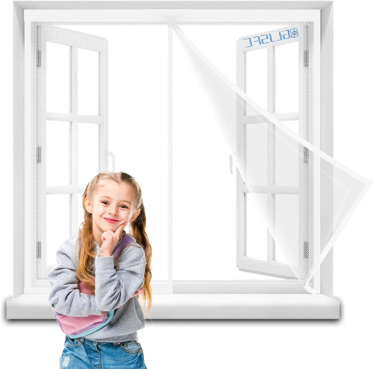 Raamhor - Vliegendeur - Buitenleven - Automatisch sluitend - 70x145cm - Wit