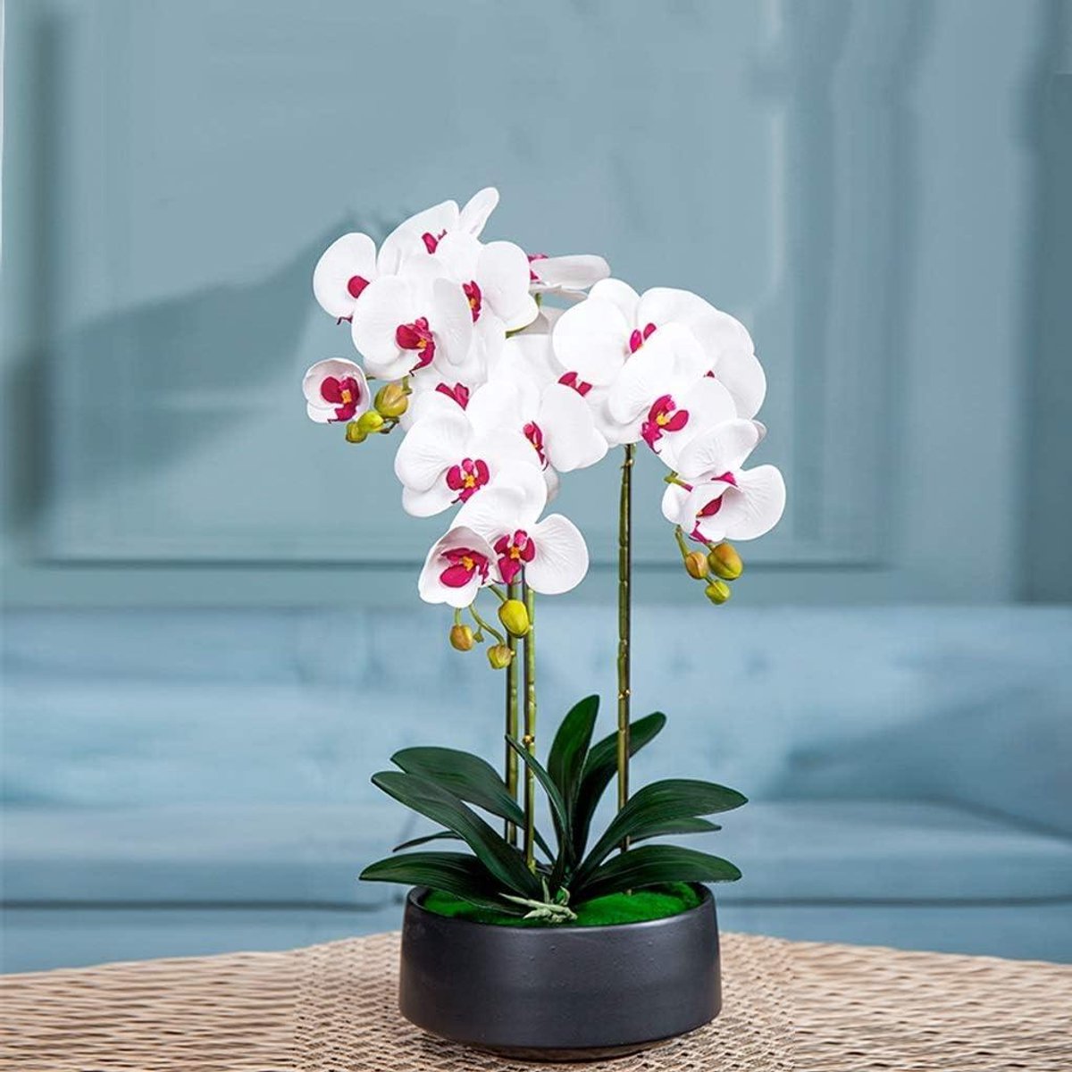 Kunstbloem Orchidee - Nep Bloem - Woonkamer Decoratie - Levensecht Uiterlijk - 55 cm Hoog - Wit