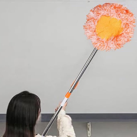 Telescopische dweil, 360 ° draaibare wandreiniger uitschuifbaar handvat 78-170 cm voor hoge plafonds, hoeken, glas, autovloeren — afbeelding 2