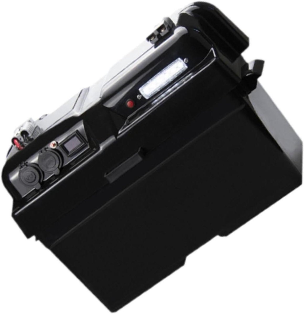 Multifunctionele Accubak - Draagbare Batterijhouder - Energievoorziening Onderweg - Met Geïntegreerde Aansluitingen - 44x24x27 cm - Zwart