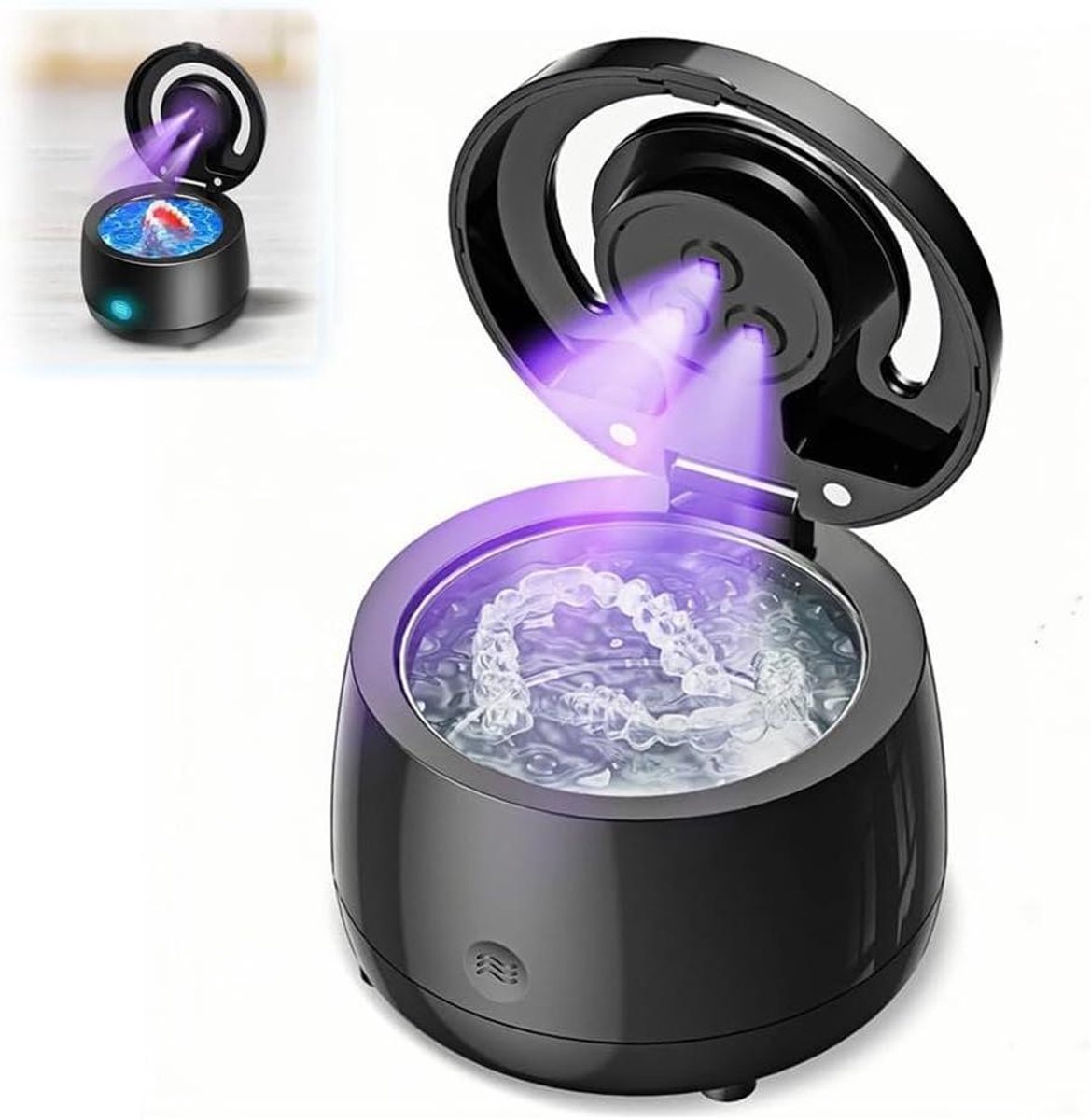Ultrasone Reiniger - Sieraden Horloge - Snel Schoonmaken - Met UV Desinfectie - 180ml Capaciteit - Zwart