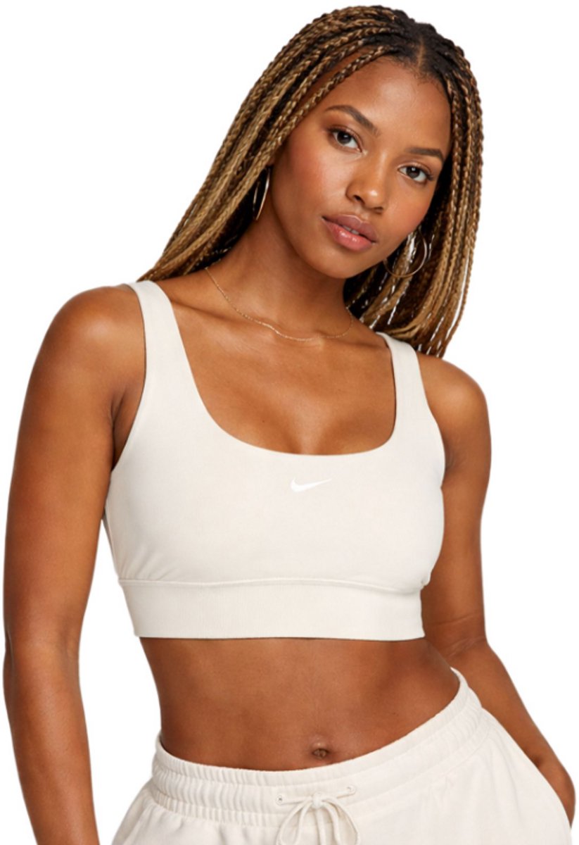 NIKE Sportswear Chill dames crop top van badstof met Swoosh-logo katoenen shirt Beige