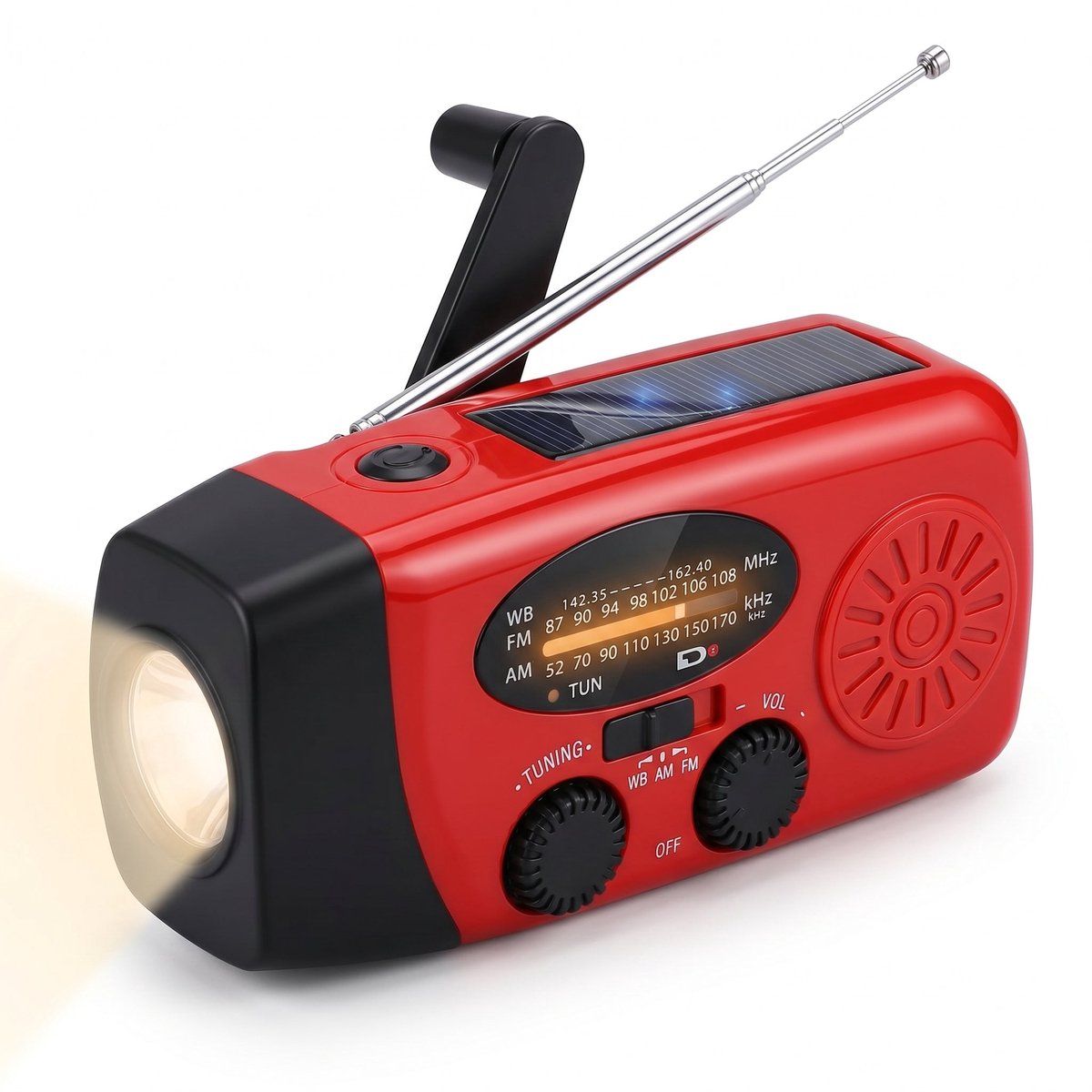 Cheqo® Noodradio - Opwindbare Radio met Solar - Dynamo Radio - Zwengelradio - Handslinger Radio met Zaklamp - Powerbank - Survival Radio voor Noodpakket - Zonne-energie - AM/FM Radio - SOS Alarm - Draagbare Radio voor Camping
