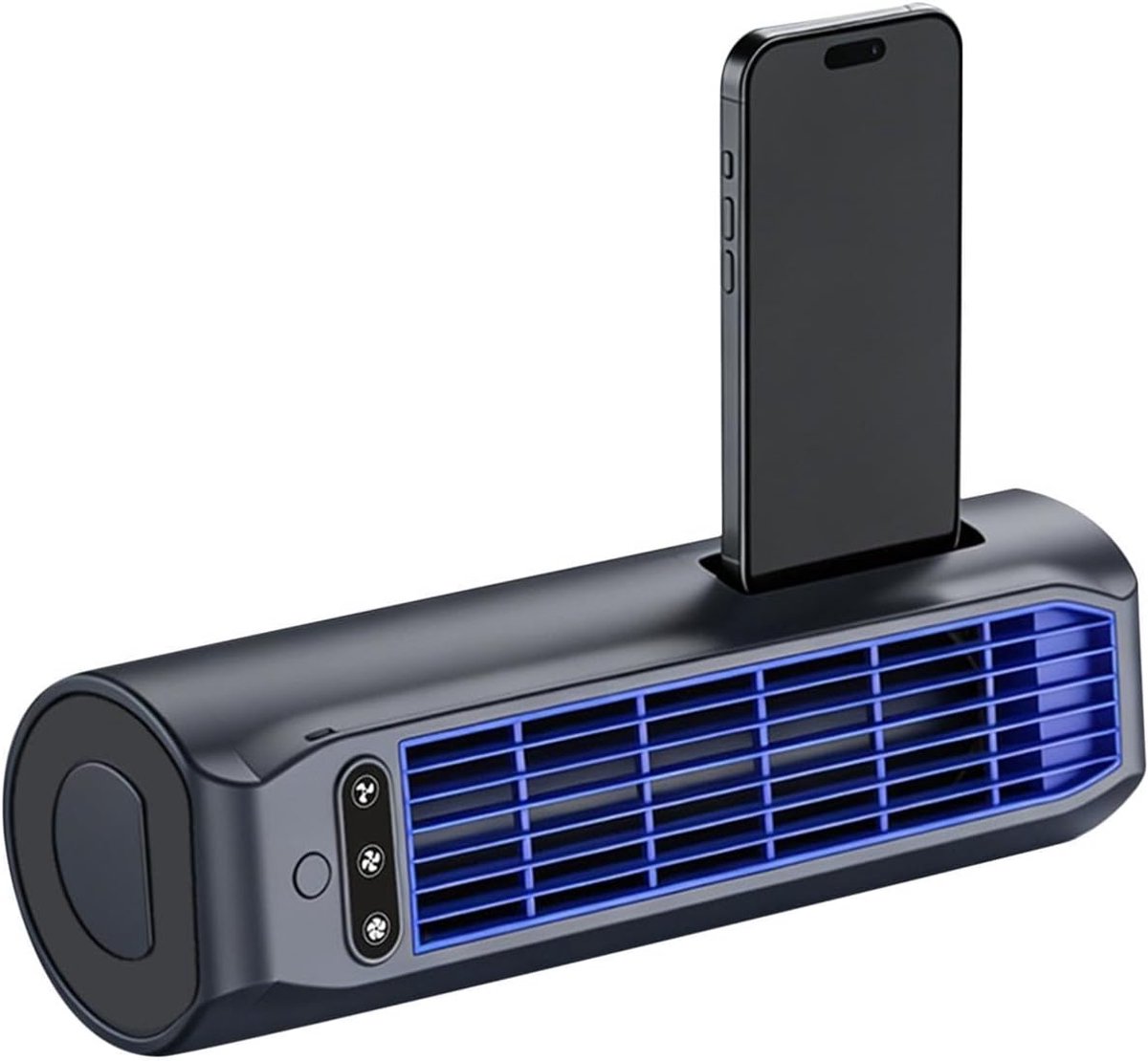Ulisem - Tafeltorenventilator - 3000mAh oplaadbaar - 3 snelheden - Met telefoonhouder - Liggend en staand gebruik - Draagbaar en lichtgewicht - Voor kantoor en reizen - Zwart