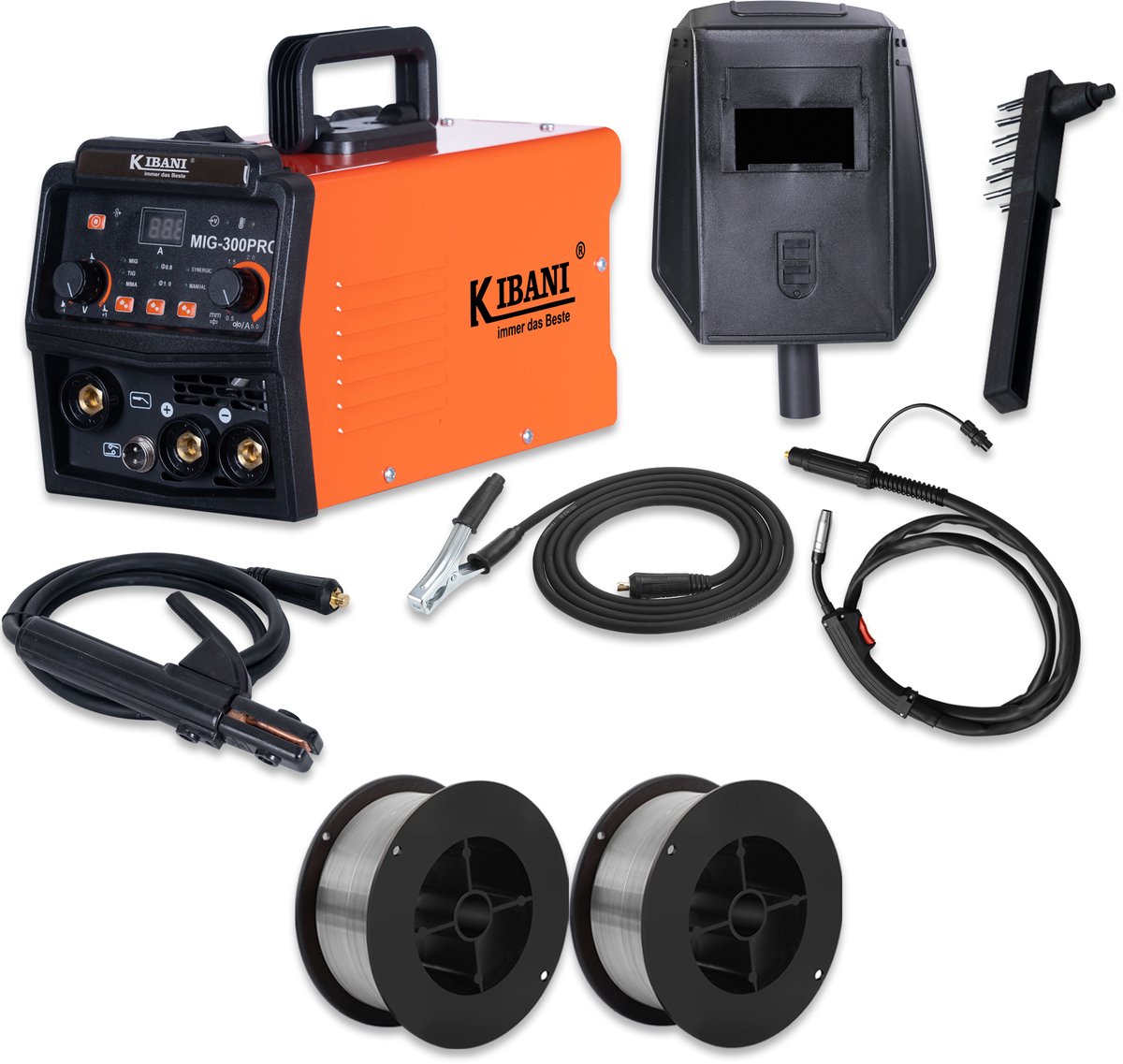 Kibani Lasapparaat MIG-300PRO - Incl. 2 Rollen Lasdraad - IGBT-Inverter-Technologie - Semi-Automatische Omvormer - Lasapparaat Elektrisch - MIG - MMA - TIG