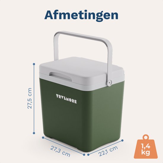 TRVLMORE Koelbox 7L - 38 Uur Koeling - Frigobox - Inclusief 2 Koelelementen - Koelbox Klein - Groen van Merkloos — afbeelding 5