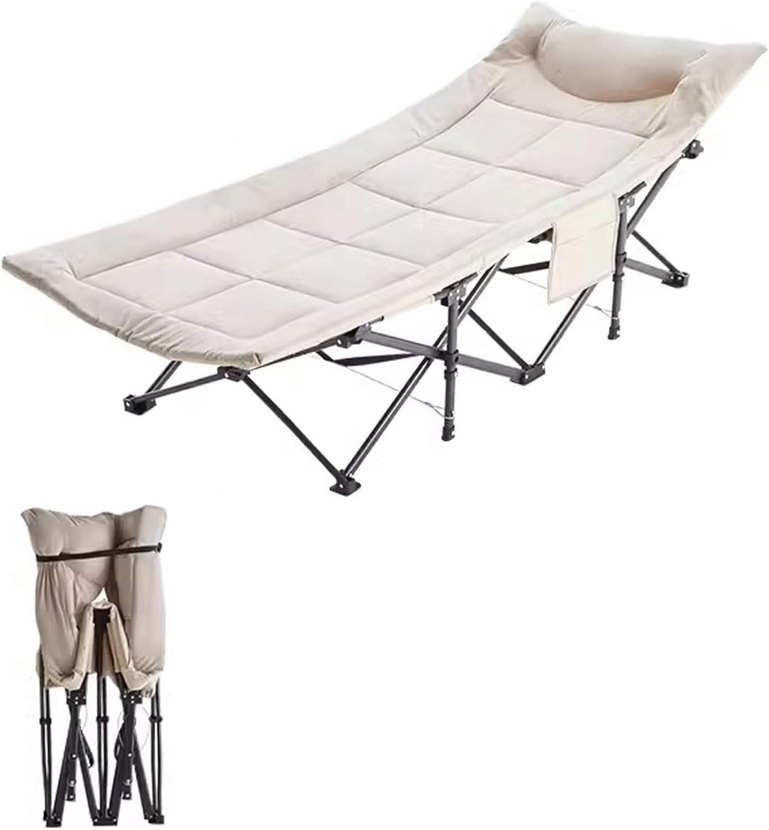 Opvouwbaar Bed - Logeerbed Vouwbed - Comfortabel Slapen - Met Hoofdsteun - 190x70cm - Wit