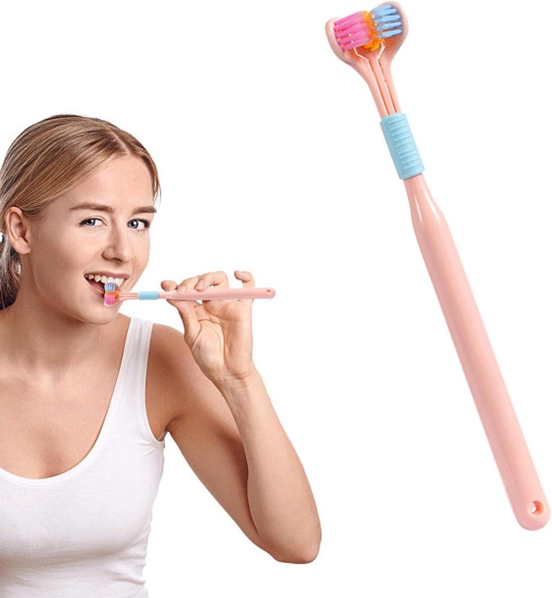 Driezijdige Tandenborstel - Sensory Tandenborstel - Effectieve Mondreiniging - 360 Graden Dekking - 19.5 cm - Roze
