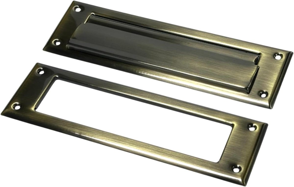 Massieve Postsleuf - Brievenbus Klep - Post Ontvangen - Massief Messing Frame - 33 x 92 cm - Antiek Messing