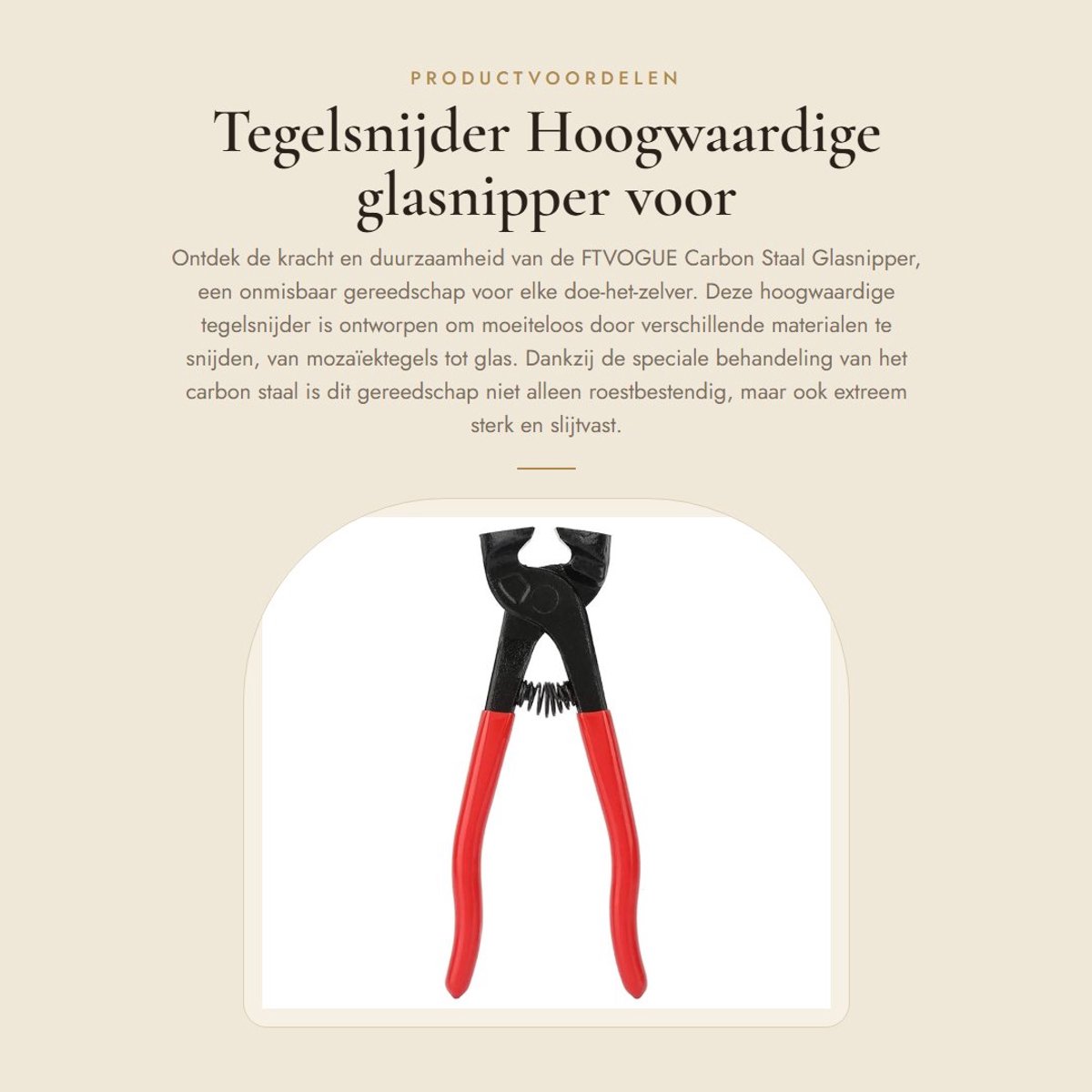Dailygoods- Glasnipper Hoogwaardige Carbon Staal - Tegelsnijder - Duurzaam Gereedschap - Ergonomische Handgreep - Hoge Hardheid - Efficiënt Snijden