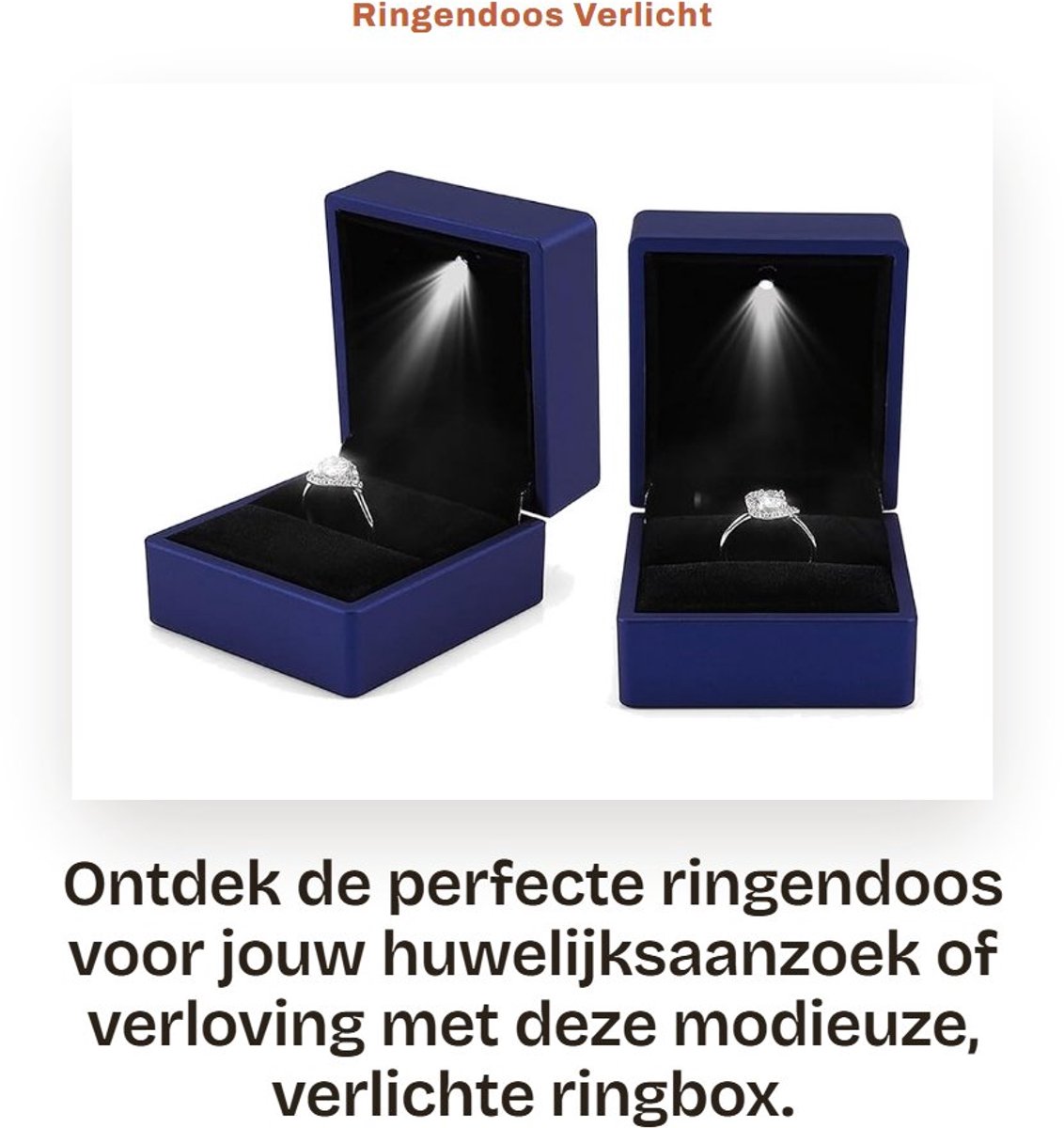 Dailygoods- Ringendoos met Binnenverlichting - Huwelijksaanzoek - Sieradenopbergdoos - Fluwelen Geschenkdoos - Duurzaam Materiaal - Elegant Ontwerp - Sieradenbox