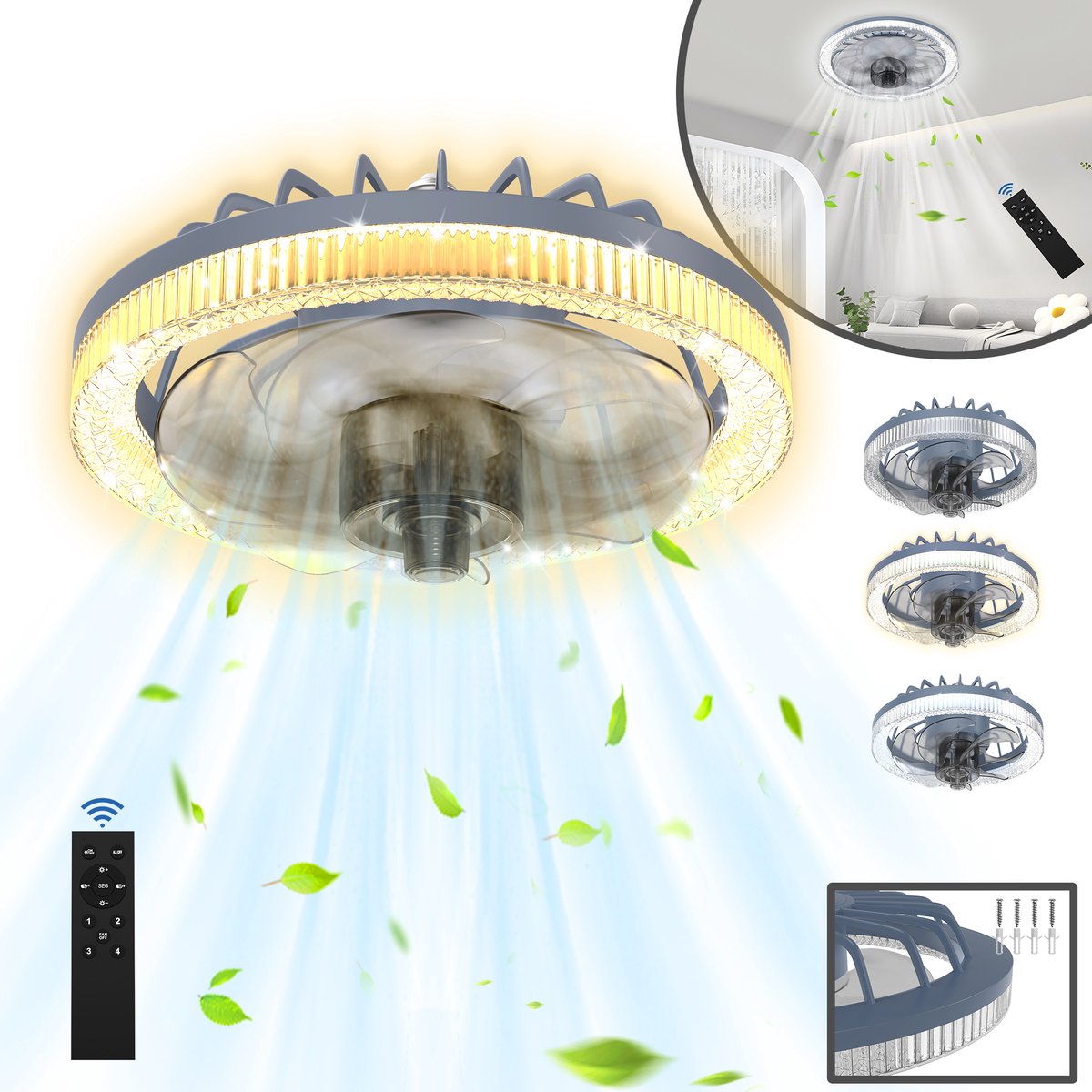 Froadp 60W LED Plafondventilator Met Verlichting En Afstandsbediening Ventilator Licht Plafond Dimbaar Moderne Ventilator Lamp Ventilator Plafondlamp