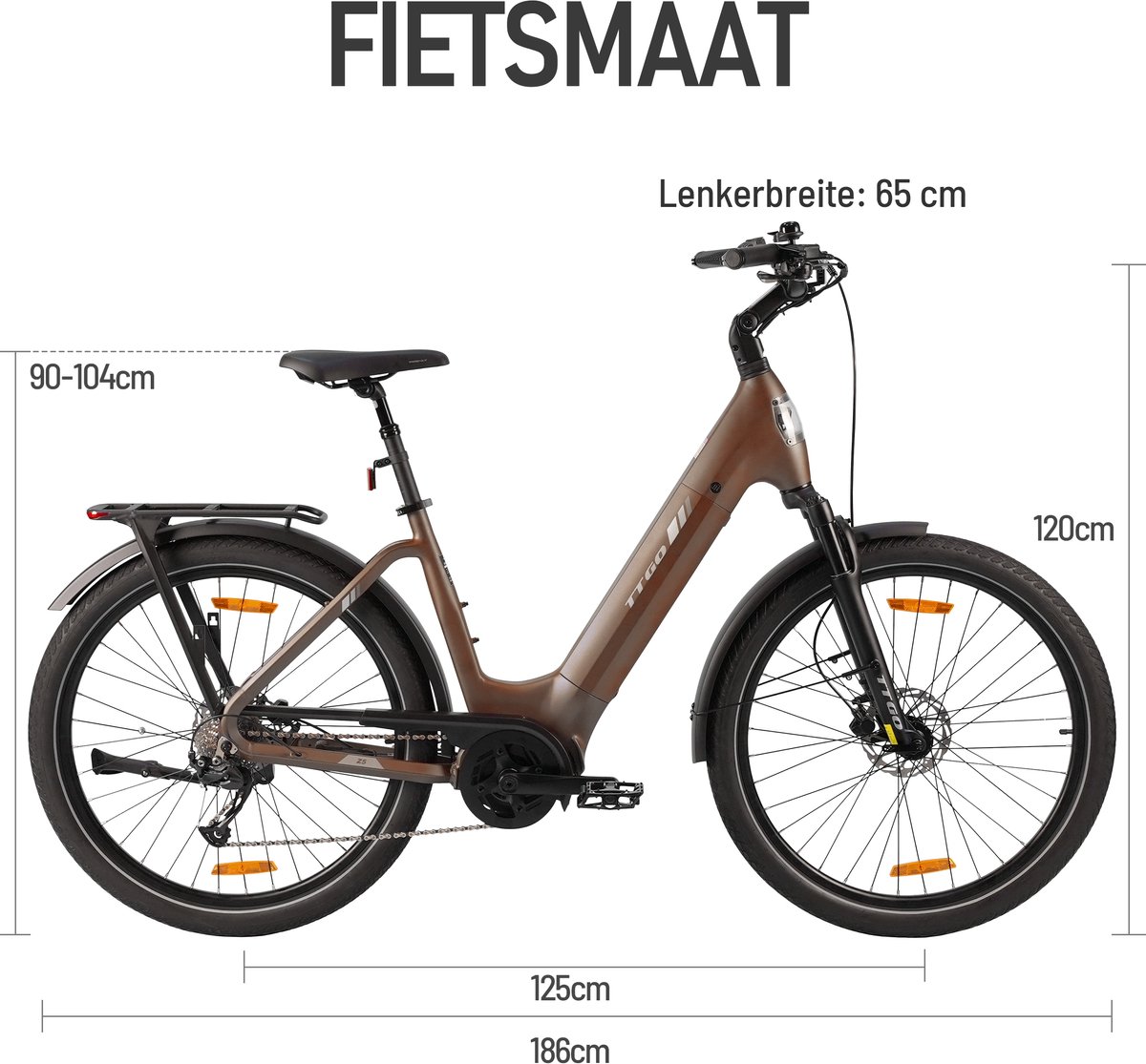 TTGO Elektrische Fiets 27.5 Inch - Bafang 250W Middenmotor - Tot 120 km Actieradius - 75Nm Koppel - 36V 18Ah Accu - Hydraulische Schijfremmen - Shimano 9 Versnellingen - Aluminium Frame - Max. Belasting 125 kg - Bruin thumbnail 7
