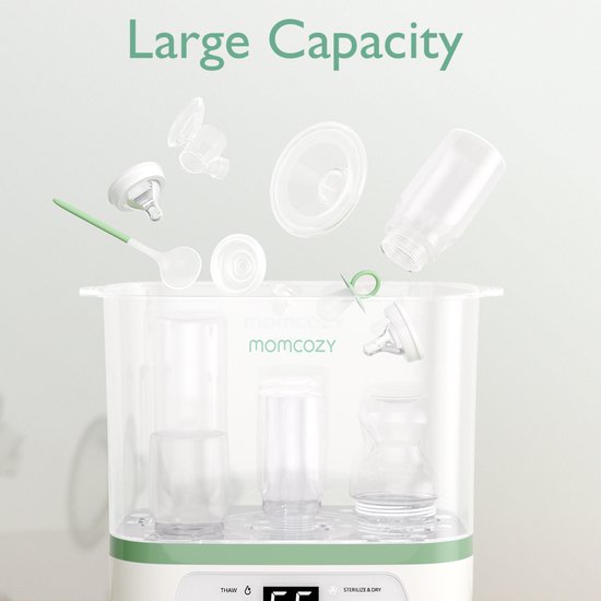 Momcozy 8-in-1 Babyfles Sterilisator & Droger – Elektrische Stoomsterilisator – Geschikt voor 8 Flessen – 24 uur Steriele Bewaring — afbeelding 2
