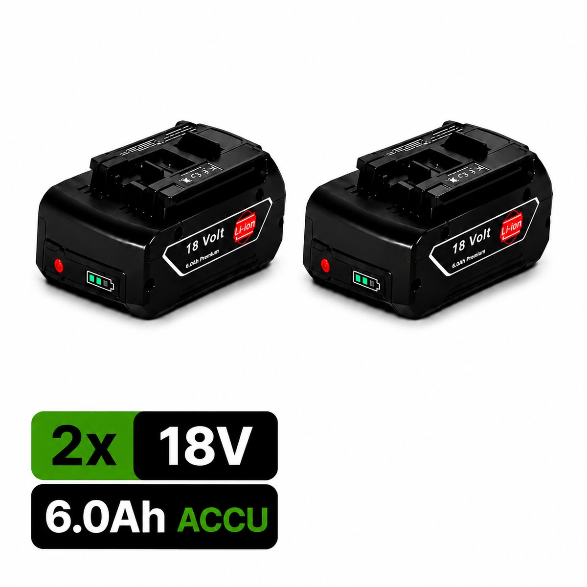 EXPER Accu geschikt voor Bosch Professional 18V System GBA 18V 6.0Ah – 2 Stuks Li-Ion Accu