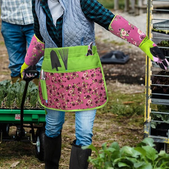 Vrolijk tuinschort met Opbergvakken - Waterdicht Schort voor Tuinieren — afbeelding 4