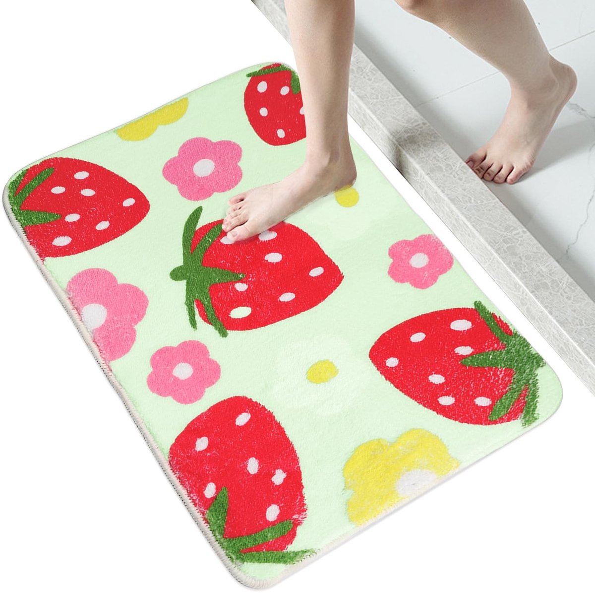 Dailygoods- Badmat Antislip - Roze Microvezel - Wasbaar - Aardbei Bevlokt - 40 x 60 cm - Zacht en Comfortabel - Vloermat