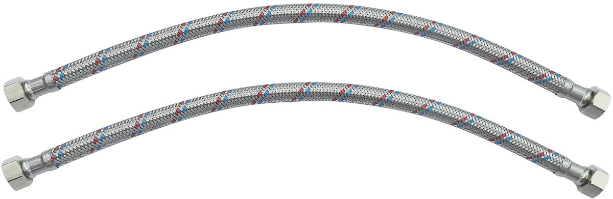 Dailygoods- Aansluitslang Set van 2 - Flexibele Waterslang 400 mm - 3/8" Vrouwelijk - Sanitaire Verbinding - Gevlochten Staallaag - Maximale Druk 1MPa