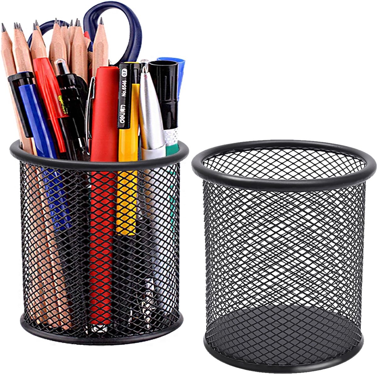 Dailygoods- Pennenhouder 2 stuks - Ronde Draadgaas - Bureau Organizer - Kantoor/School - Duurzaam/Roestbestendig - 9 x 10 cm