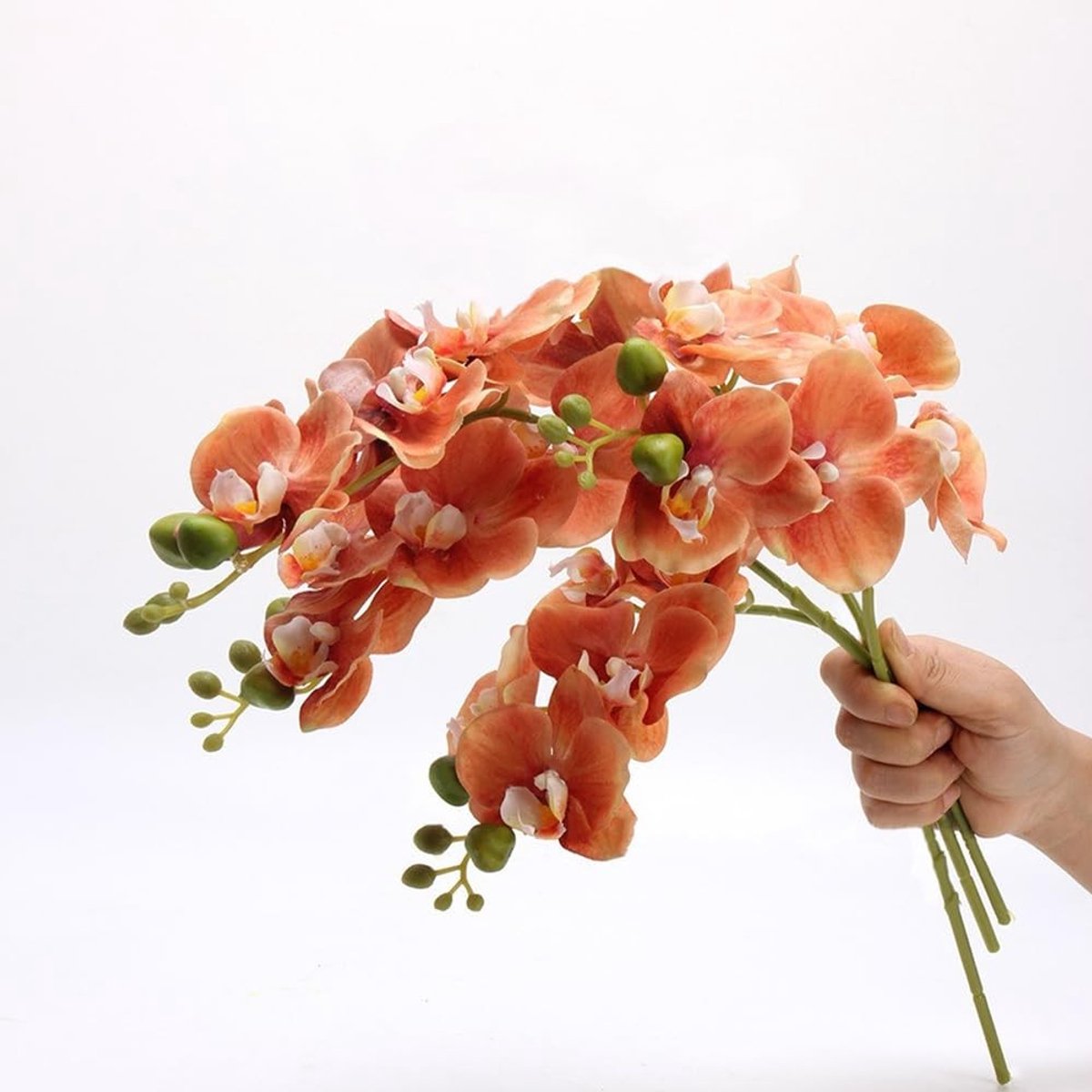 Dailygoods- Orchideeënstengels 4-delig - Kunstbloemen met echte touch - Phalaenopsis 45 cm - Faux takken met 5 grote bloemen - Voor vaas/bruiloft/feest - Realistisch uiterlijk en gevoel