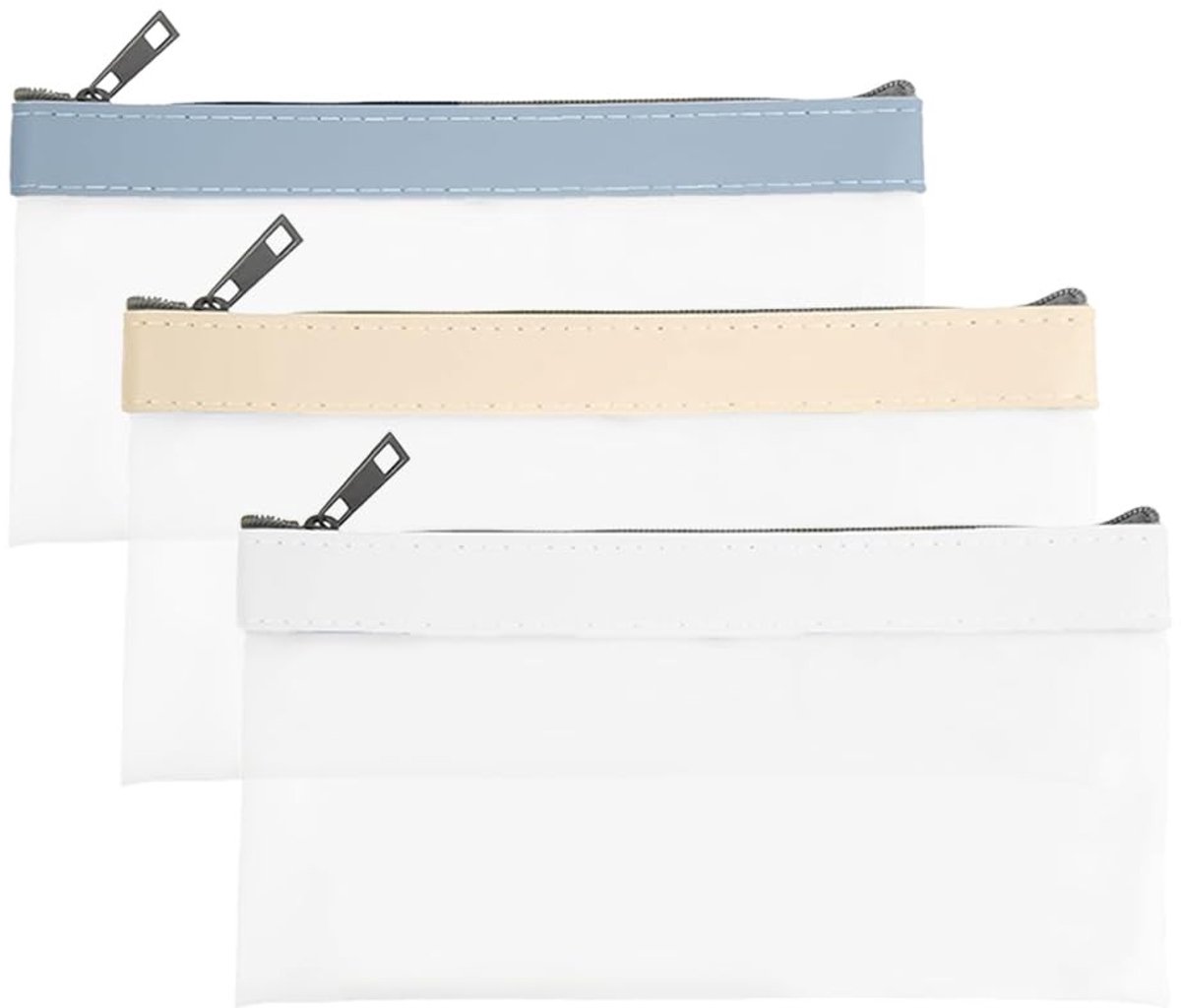 Dailygoods- Geldzakken 3 stuks - Multifunctionele Geldorganizer - Doorzichtige Muntzakjes - Waterdichte PVC - 22,5 x 10,5 cm - 3 Kleuren - Muntenzakje