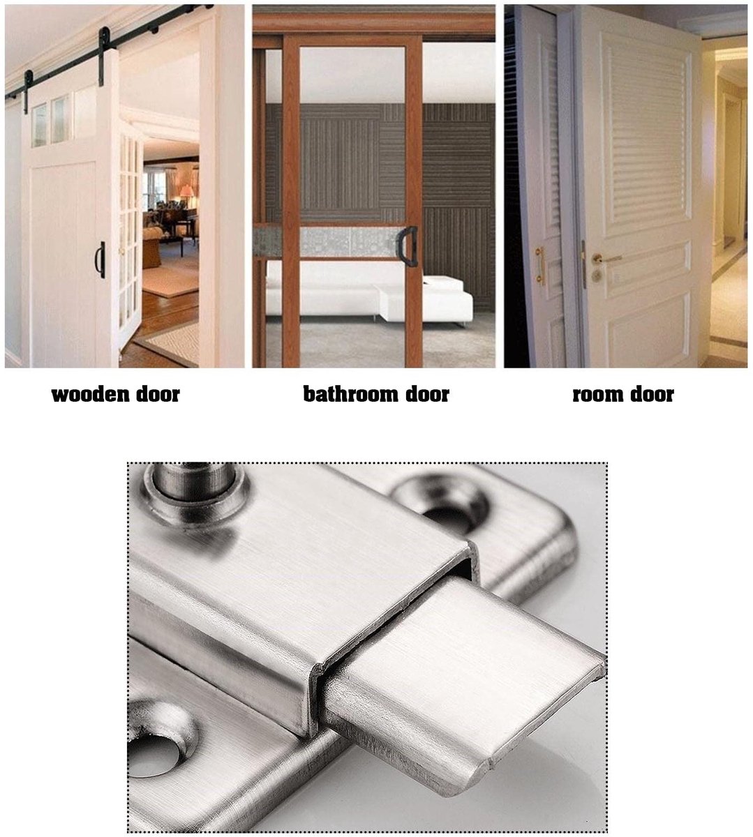Dailygoods- Deurbout 4 Stuks - RVS Deurvergrendeling - Schuifdeur Slot - Roestvrij Staal - Draadgetrokken Afwerking - Eenvoudig te Installeren - Deurslot