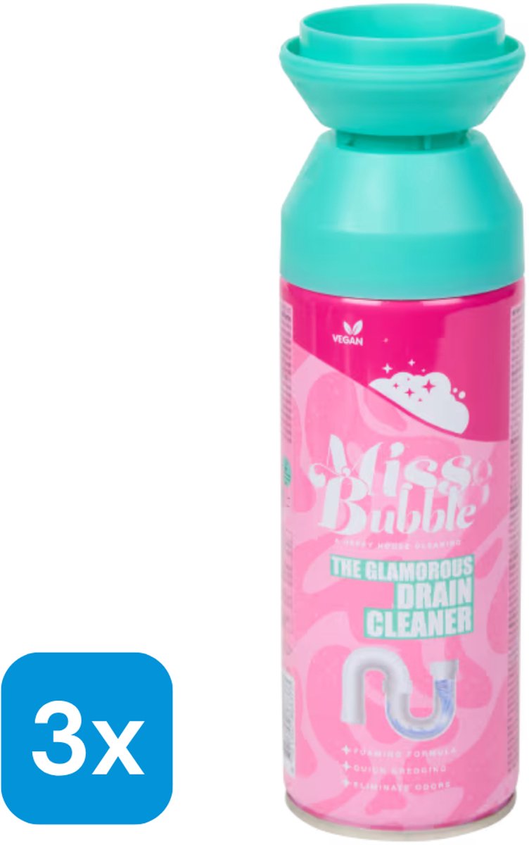 3x Miss Bubble Afvoerreiniger Schuim – Drain Cleaner – Ontstopt Afvoer & Verwijdert Geur