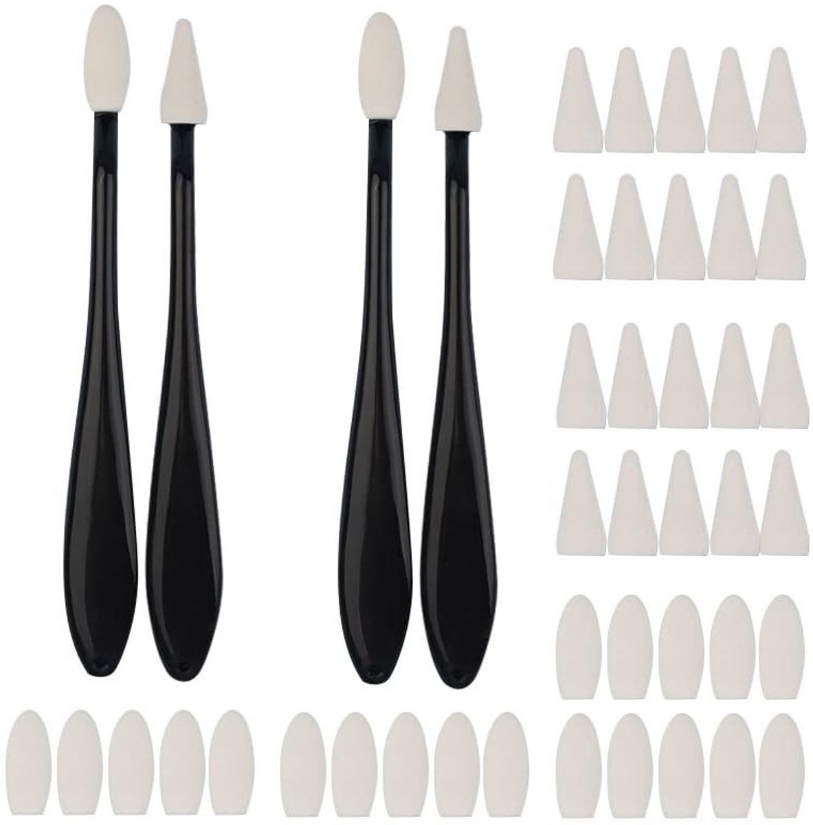 Dailygoods- Sponswisser Set van 4 Stuks - Hoogglans - Sponskoppen 40 Stuks - Schilderspatel - Kunststof - Geschikt voor Schilderen - Schetsstiften