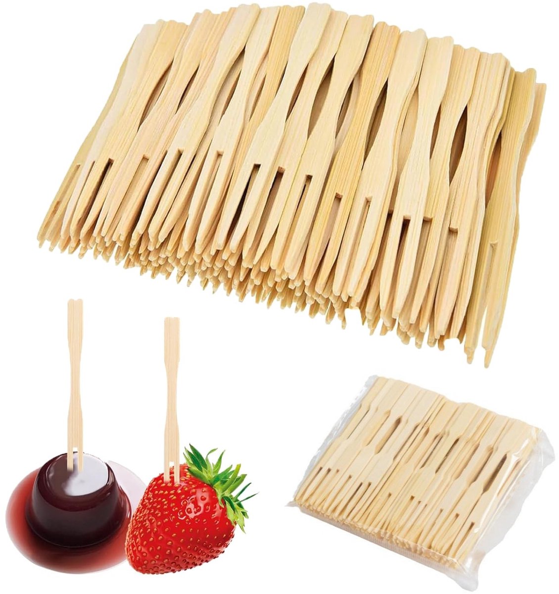 Dailygoods- Houten Vorken 200 Stuks - Milieuvriendelijk Feestbestek - Wegwerp Vorken - Ideaal voor Picknick/Kamperen - Compact 85mm - Veilig en Betrouwbaar - Frietvorken