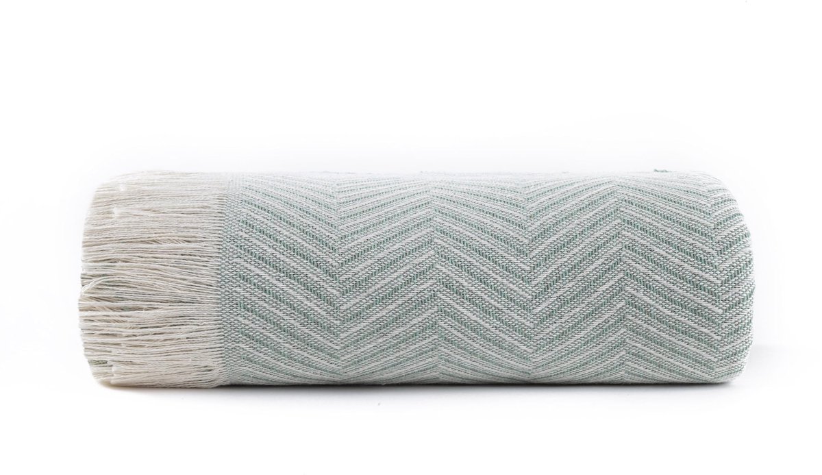 Dailygoods- Bedsprei 180 x 260 cm - Multifunctioneel - Duurzaam - 100% Gerecycled Katoen - Machinewasbaar - Visgraatpatroon - Deken