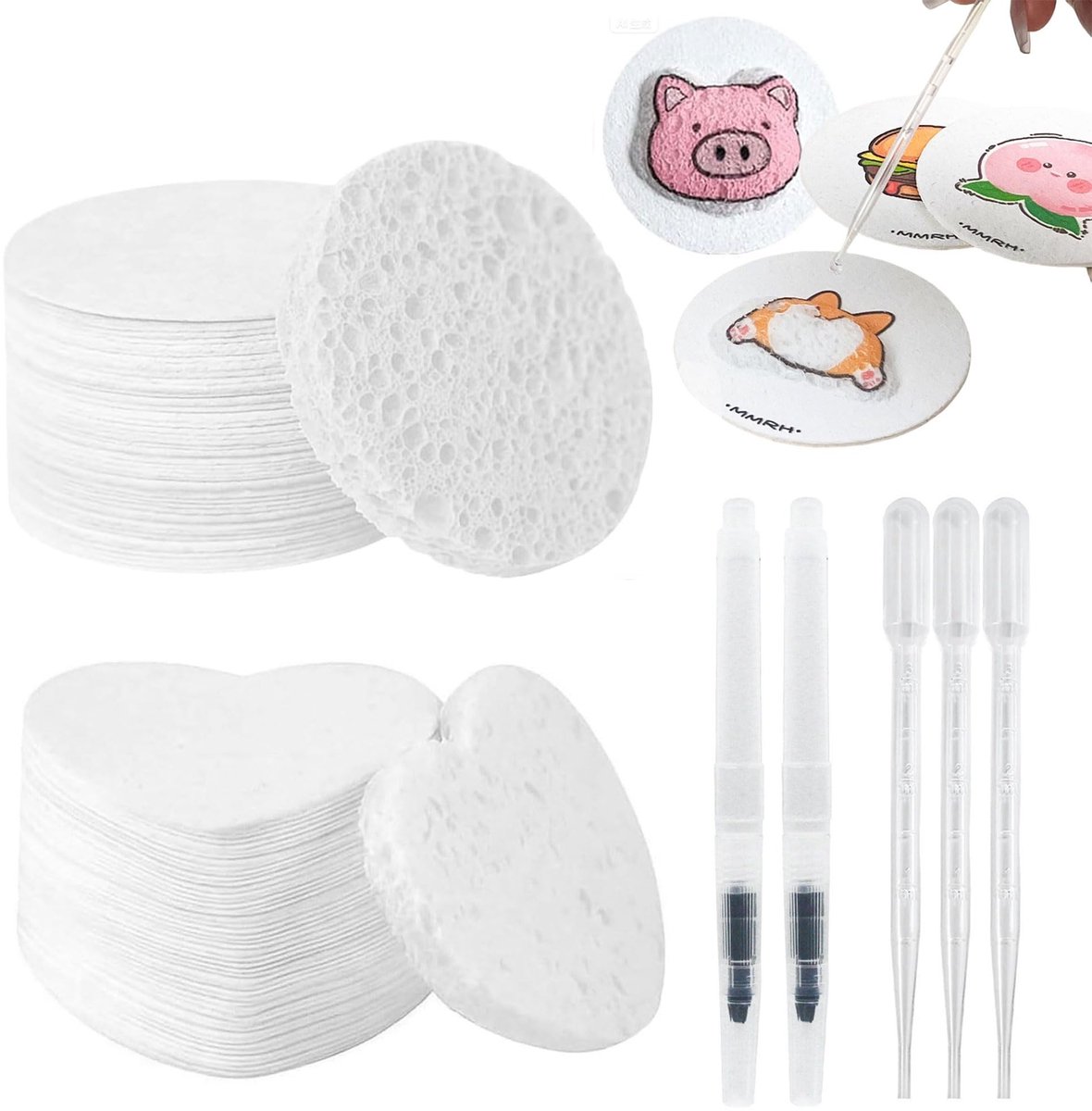 Dailygoods- Sponspapier 3D Gestructureerd - Kleurpapier met Schuimstructuur - Waterpenseelstiften - Druppelaar - Kit voor Textuurschilderschuim - Schilderstructuur - Schilderpapier