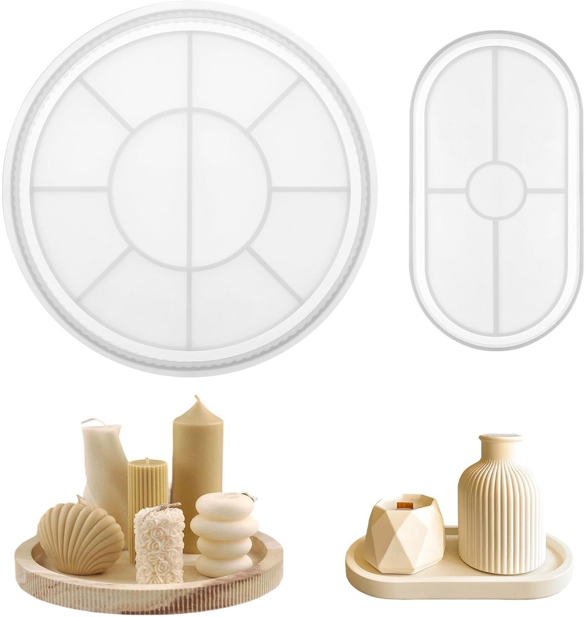 Dailygoods- Siliconenvorm - 2 Stuks - Gietvormen voor Decoratieve Tabletten - Flexibel en Duurzaam - Afmetingen 22,5 x 22,5 cm / 18 x 9,5 cm - Hoogwaardig Silicone - Gietvorm
