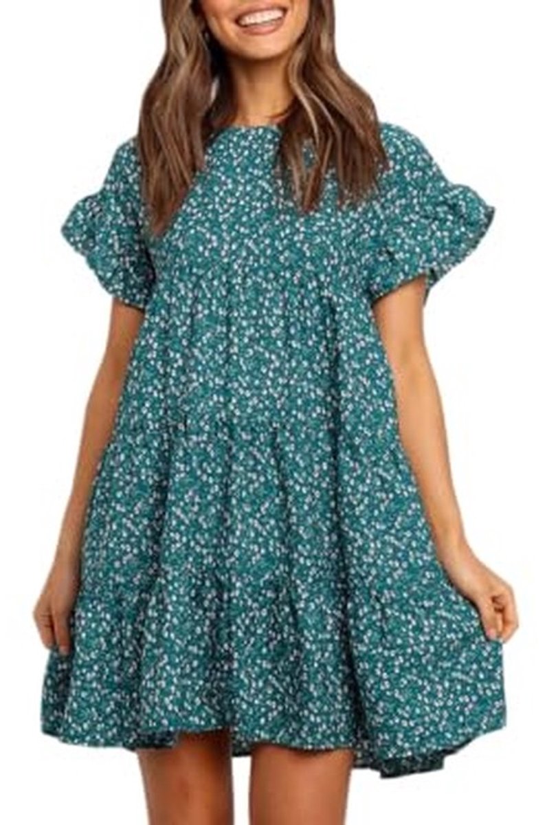 Dailygoods- Mini-jurk casual - Mouwloos - Ronde hals - Vloeiend geplooid - Ademend materiaal - Geschikt voor dagelijks gebruik - Zomerjurk