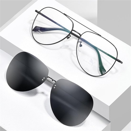Zonnebril Clip-on - Magnetische Bril - Bescherming Tegen Zon - Gepolariseerde Glazen - Groot Frame - Zwart — afbeelding 2