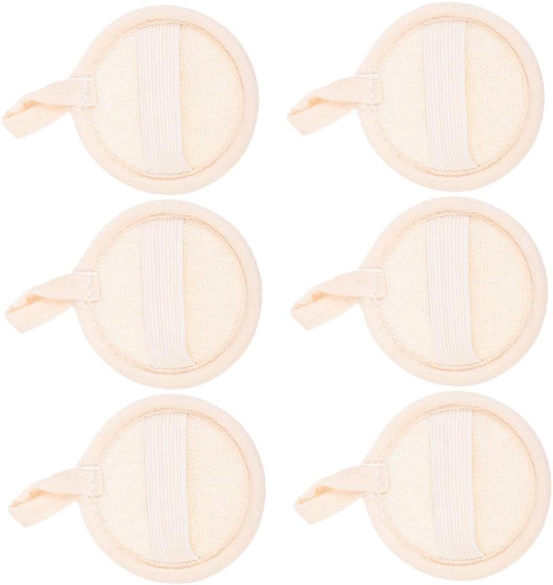 Natuurlijke Loofah Pads - Gezichtsreiniger Scrub - Huid Reinigen - Met Elastische Band - 7.5 cm - Beige