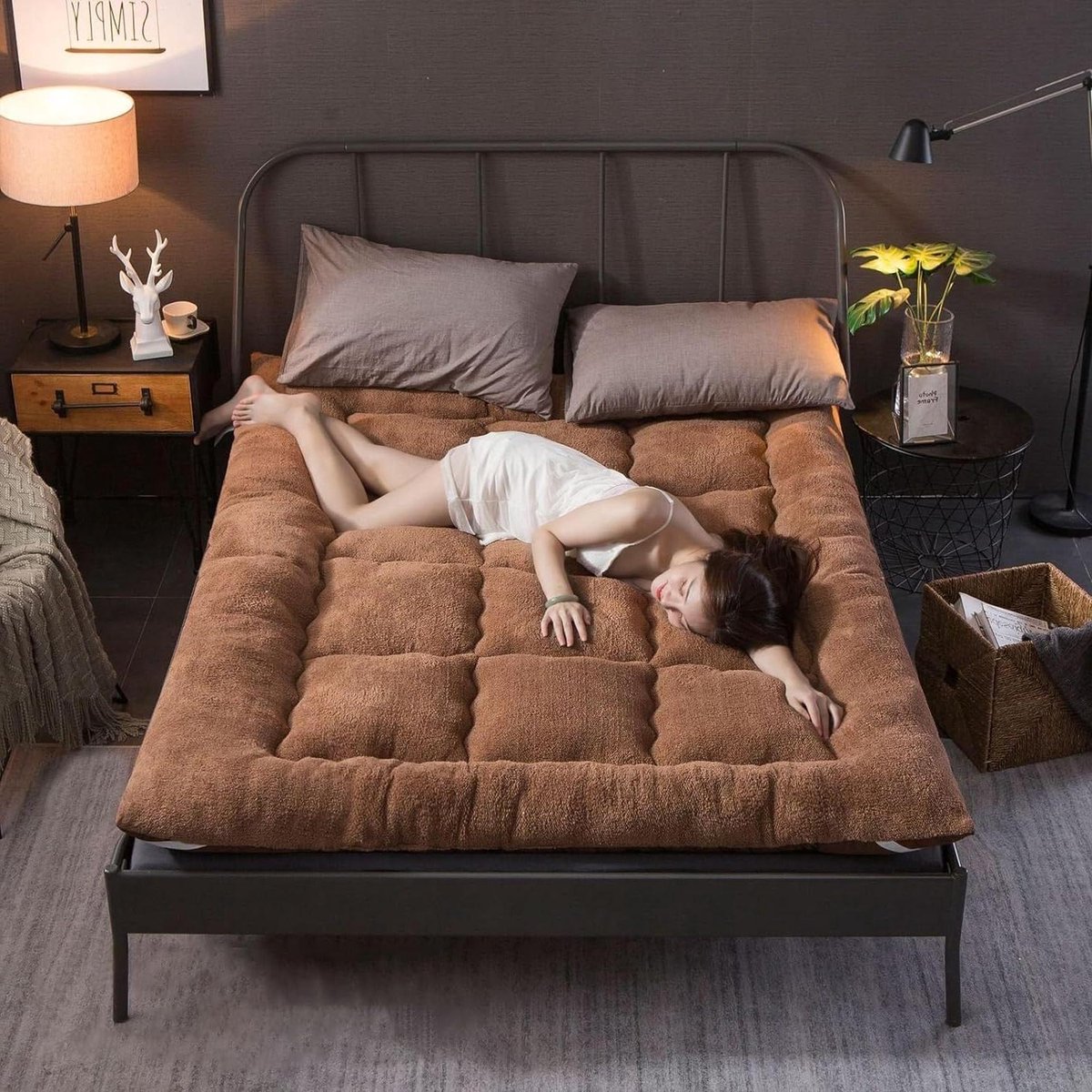 Japanse vloermatras - Extra dik futon - Comfortabel slapen - Versterkte randondersteuning - 100 x 200 cm - C